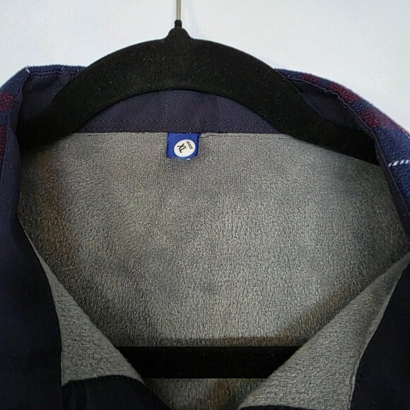 Mens Navy Blue Plaid Flannel Button Down Shirt Xl Soft Fleece Lined - Picture 3 of 8